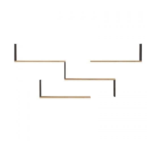 Ραφιέρα τοίχου Flear oak με ανθρακί 179x14,5x76,2εκ Υλικό: 18mm Melamine Particleboard 176-000244