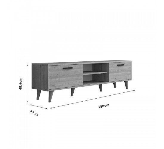 Έπιπλο τηλεόρασης Sabian ανοιχτό καρυδί 180x35x48,5εκ Υλικό: CLIPBOARD 18MM WITH MELAMINE 182-000002