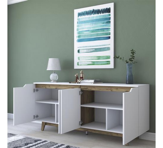 Μπουφές Rafaelo λευκό-καρυδί 180x45x78,5εκ Υλικό: CLIPBOARD 18MM WITH MELAMINE 182-000004 Μπουφές Rafaelo λευκό-καρυδί 180x45x78,5εκ Υλικό: CLIPBOARD 18MM WITH MELAMINE 182-000004