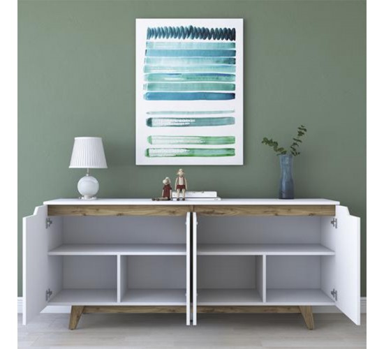 Μπουφές Rafaelo λευκό-καρυδί 180x45x78,5εκ Υλικό: CLIPBOARD 18MM WITH MELAMINE 182-000004 Μπουφές Rafaelo λευκό-καρυδί 180x45x78,5εκ Υλικό: CLIPBOARD 18MM WITH MELAMINE 182-000004