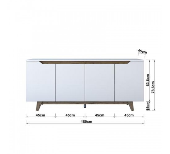 Μπουφές Rafaelo λευκό-καρυδί 180x45x78,5εκ Υλικό: CLIPBOARD 18MM WITH MELAMINE 182-000004 Μπουφές Rafaelo λευκό-καρυδί 180x45x78,5εκ Υλικό: CLIPBOARD 18MM WITH MELAMINE 182-000004
