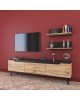 Σύνθετο σαλονιού Kasia pakoworld oak-μαύρο μαρμάρου 180x35x48,5εκ