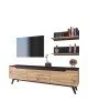 Σύνθετο σαλονιού Kasia pakoworld oak-μαύρο μαρμάρου 180x35x48,5εκ Σύνθετο σαλονιού Kasia pakoworld oak-μαύρο μαρμάρου 180x35x48,5εκ
