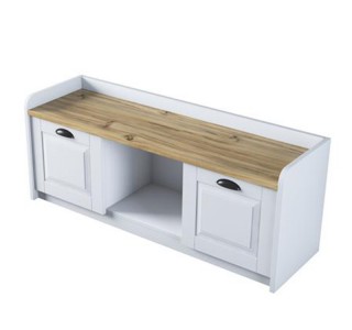 Έπιπλο εισόδου-παπουτσοθήκη Arthur I 8 ζευγών λευκό-καρυδί 120x40x45εκ Υλικό: CLIPBOARD 18MM WITH MELAMINE 182-000023