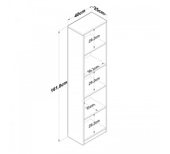 Βιβλιοθήκη Goldie λευκό-φυσικό 40x25x161.80εκ Υλικό: CLIPBOARD 18MM WITH MELAMINE 18mm 182-000054