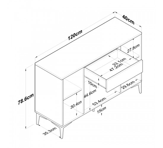 Μπουφές Ubron λευκό-καρυδί μελαμίνης 120x40x78.6εκ Υλικό: MELAMINE - METAL 182-000092 Μπουφές Ubron λευκό-καρυδί μελαμίνης 120x40x78.6εκ Υλικό: MELAMINE - METAL 182-000092