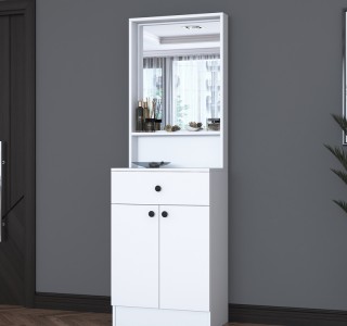 Έπιπλο εισόδου Rockder λευκό μελαμίνης 60x35.5x182.8εκ Υλικό: MELAMINE 182-000102