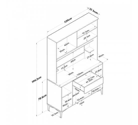 Mπουφές με ράφι Cordie λευκό μελαμίνης 120x40x184.2εκ Υλικό: MELAMINE-PP 182-000108 Mπουφές με ράφι Cordie λευκό μελαμίνης 120x40x184.2εκ Υλικό: MELAMINE-PP 182-000108