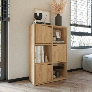 Βιβλιοθήκη Bookel μελαμίνης σε oak απόχρωση 59.5x27.5x89εκ Υλικό: CLIPBOARD WITH MELAMINE 184-000102