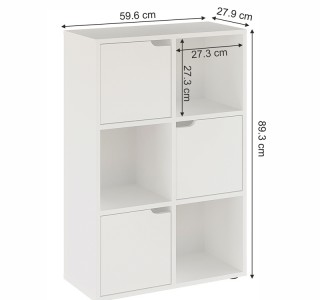 Βιβλιοθήκη Bookel μελαμίνης σε λευκή απόχρωση 59.5x27.5x89εκ Υλικό: CLIPBOARD WITH MELAMINE 184-000103