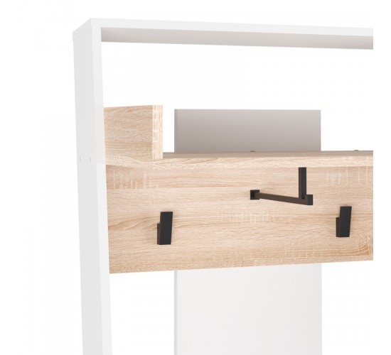 Έπιπλο εισόδου Sciove σε λευκή-φυσική απόχρωση 70x40x200εκ Υλικό: Laminated chipboard 16 mm 184-000120