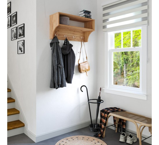 Κρεμάστρα Crosta σε oak απόχρωση 80x28x40εκ Υλικό: Laminated chipboard 16 mm 184-000127