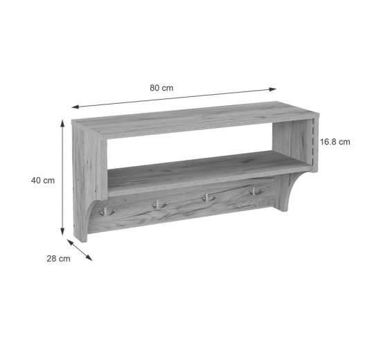 Κρεμάστρα Crosta σε oak απόχρωση 80x28x40εκ Υλικό: Laminated chipboard 16 mm 184-000127