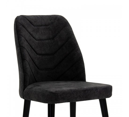 Καρέκλα Adeline βελούδο ανθρακί antique-μαύρο πόδι Υλικό: METAL - VELVET - WOOD 190-000024