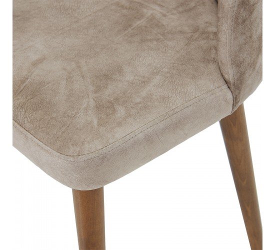 Καρέκλα Adeline βελούδο μπεζ antique-καρυδί πόδι Υλικό: METAL - VELVET - WOOD 190-000026