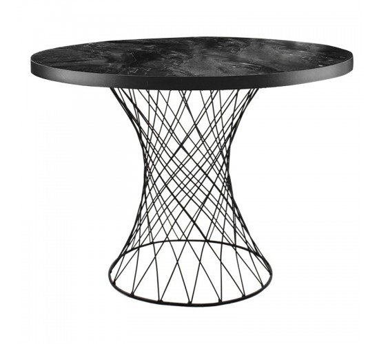 Τραπέζι Roter μέταλλο μαύρο-μαύρο μαρμάρου Φ90x75εκ Υλικό: METAL - MDF 190-000048