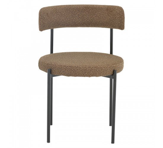 Καρέκλα Crochie καφέ μπουκλέ ύφασμα-μαύρο μέταλλο 50x50x77.5εκ Υλικό: METAL - WOOD - TEDDY FABRIC 190-000057