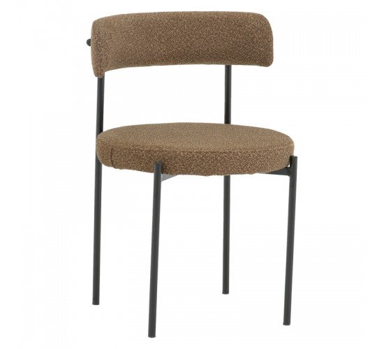 Καρέκλα Crochie καφέ μπουκλέ ύφασμα-μαύρο μέταλλο 50x50x77.5εκ Υλικό: METAL - WOOD - TEDDY FABRIC 190-000057