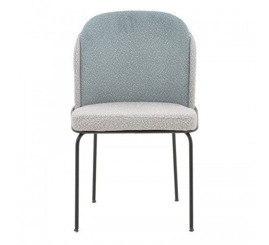 Καρέκλα Dore γκρι-γαλάζιο μπουκλέ ύφασμα-μαύρο μέταλλο 50x47.5x82εκ Υλικό: METAL - PLYWOOD - FABRIC 190-000060