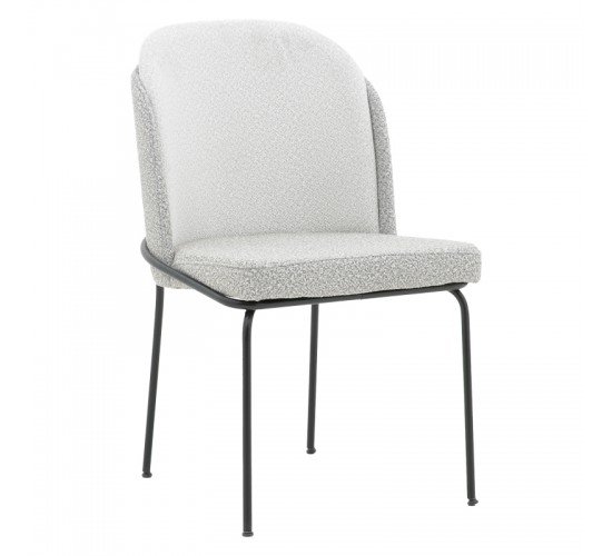 Καρέκλα Dore εκρού-γκρι μπουκλέ ύφασμα-μαύρο μέταλλο 50x47.5x82εκ Υλικό: METAL - PLYWOOD -  TEDDY FABRIC 190-000061