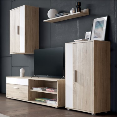 Σύνθετο σαλονιού Zafira sonoma-λευκό 190x35x190εκ Υλικό: CLIPBOARD WITH MELAMINE COATING 16mm 192-000001