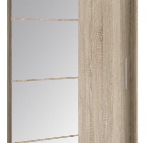 Ντουλάπα ρούχων Elodie τρίφυλλη καθρέπτης συρόμενη sonoma 200x61x216εκ Υλικό: CLIPBOARD WITH MELAMINE COATING 16mm - MDF 192-000024