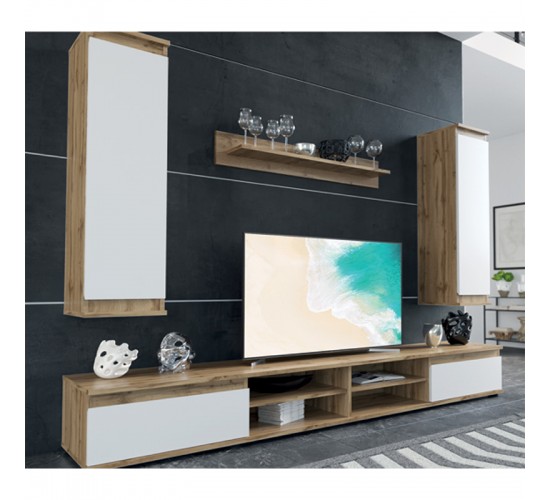 Σύνθετο σαλονιού Sandro καρυδί-λευκό 175x37x160εκ Υλικό: CLIPBOARD WITH MELAMINE COATING 16mm - MDF 192-000025 Σύνθετο σαλονιού Sandro καρυδί-λευκό 175x37x160εκ Υλικό: CLIPBOARD WITH MELAMINE COATING 16mm - MDF 192-000025