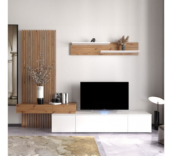 Σύνθετο σαλονιού Litende sonoma-λευκό 249.5x42x199.5εκ Υλικό: CHIPBOARD MELAMINE 192-000032 Σύνθετο σαλονιού Litende sonoma-λευκό 249.5x42x199.5εκ Υλικό: CHIPBOARD MELAMINE 192-000032