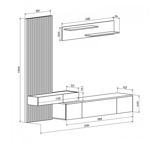 Σύνθετο σαλονιού Litende sonoma-λευκό 249.5x42x199.5εκ Υλικό: CHIPBOARD MELAMINE 192-000032 Σύνθετο σαλονιού Litende sonoma-λευκό 249.5x42x199.5εκ Υλικό: CHIPBOARD MELAMINE 192-000032