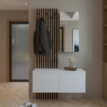 Έπιπλο εισόδου Arika λευκό-sonoma 100x37x199.5εκ Υλικό: CHIPBOARD MELAMINE 192-000034