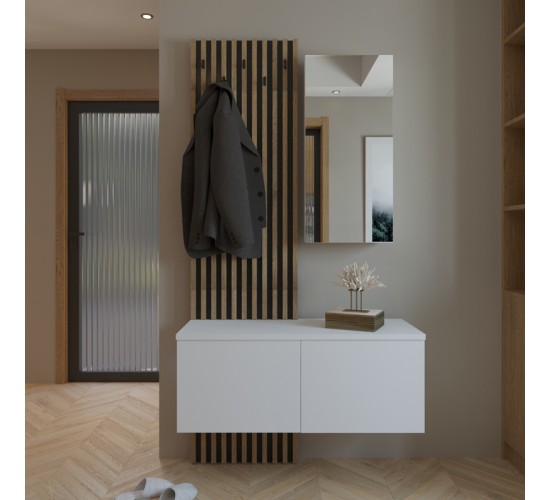 Έπιπλο εισόδου Arika λευκό-sonoma 100x37x199.5εκ Υλικό: CHIPBOARD MELAMINE 192-000034 Έπιπλο εισόδου Arika λευκό-sonoma 100x37x199.5εκ Υλικό: CHIPBOARD MELAMINE 192-000034