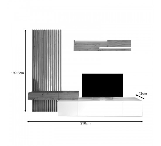 Σύνθετο σαλονιού Litende sonoma-λευκό μελαμίνης 210x42x199.5εκ Υλικό: CHIPBOARD MELAMINE 192-000036 Σύνθετο σαλονιού Litende sonoma-λευκό μελαμίνης 210x42x199.5εκ Υλικό: CHIPBOARD MELAMINE 192-000036