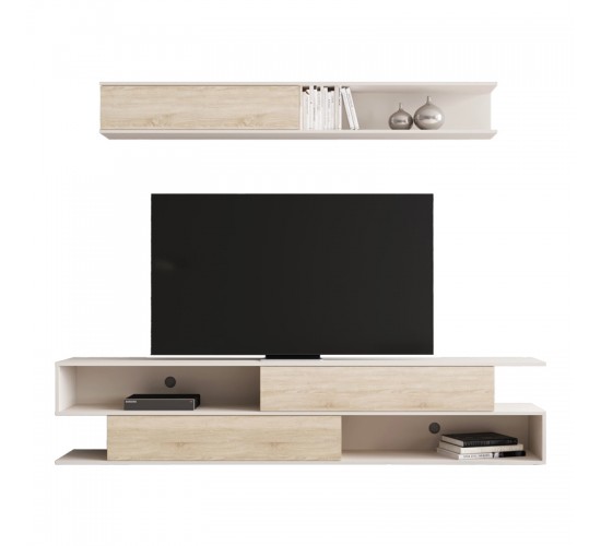 Σύνθετο σαλονιού Brick σε oak-κρεμ απόχρωση 240x40x50.4εκ Υλικό: CHIPBOARD MELAMINE 192-000045