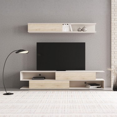 Σύνθετο σαλονιού Brick σε sonoma oak-κρεμ απόχρωση 240x40x50.4εκ Υλικό: CHIPBOARD MELAMINE 192-000045