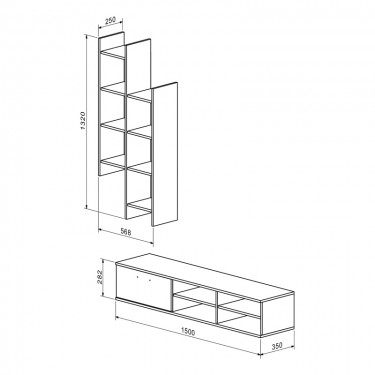 Σύνθετο σαλονιού Sarona oak 150x35x160εκ Υλικό: CHIPBOARD MELAMINE 192-000057