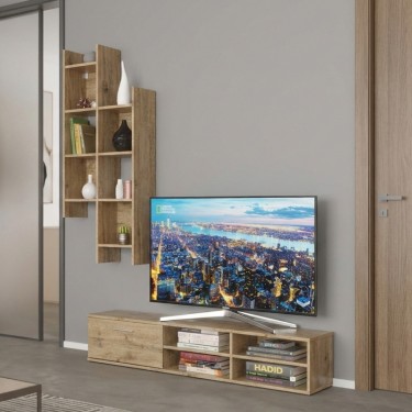 Σύνθετο σαλονιού Sarona oak 150x35x160εκ Υλικό: CHIPBOARD MELAMINE 192-000057