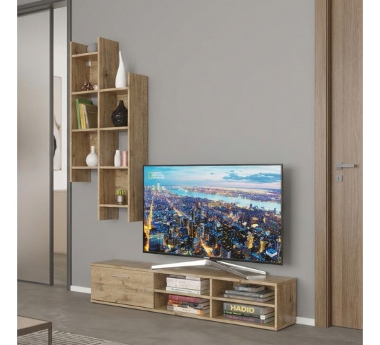 Σύνθετο σαλονιού Sarona oak 150x35x160εκ Υλικό: CHIPBOARD MELAMINE 192-000057