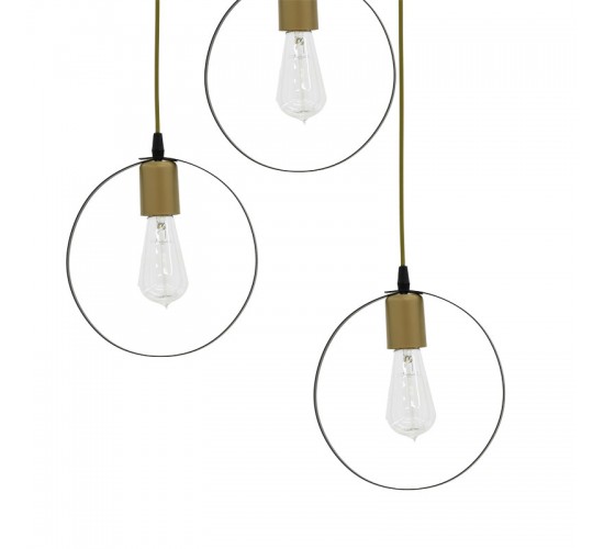 Φωτιστικό οροφής τρίφωτο Kasper E27 μαύρο-χρυσό Φ30x79εκ Υλικό: METAL 193-000056