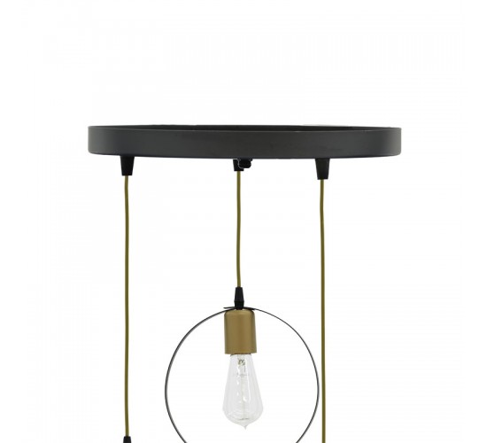 Φωτιστικό οροφής τρίφωτο Kasper E27 μαύρο-χρυσό Φ30x79εκ Υλικό: METAL 193-000056