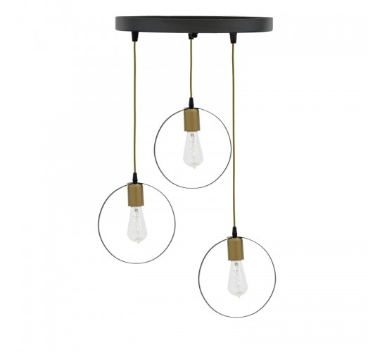 Φωτιστικό οροφής τρίφωτο Kasper E27 μαύρο-χρυσό Φ30x79εκ Υλικό: METAL 193-000056