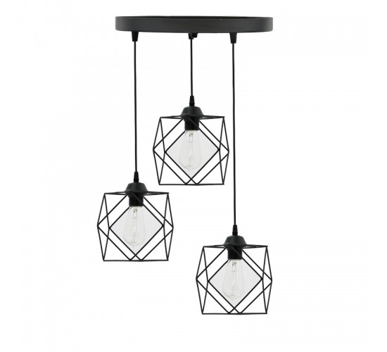 Φωτιστικό οροφής τρίφωτο Karin E27 μαύρο 30x30x90εκ Υλικό: METAL 193-000059