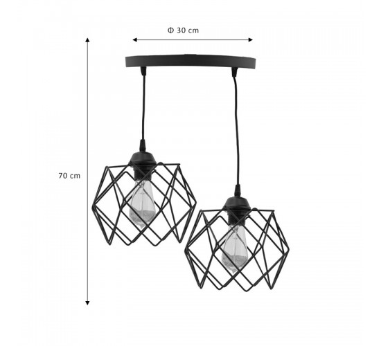 Φωτιστικό οροφής δίφωτο Zocie Ε27 μαύρο Φ30x70εκ Υλικό: METAL 193-000072