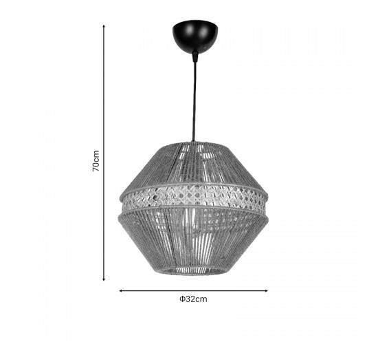 Φωτιστικό οροφής Efkol φυσικό Φ32x70εκ Υλικό: RATTAN 193-000076