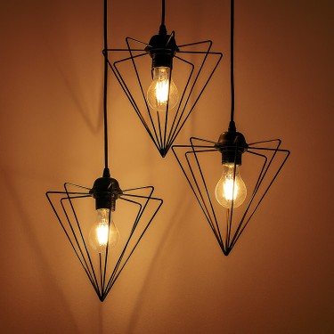 Φωτιστικό οροφής τρίφωτο Tebour Ε27 μέταλλο μάυρο 30x30x75εκ Υλικό: METAL - GLASS 193-000114
