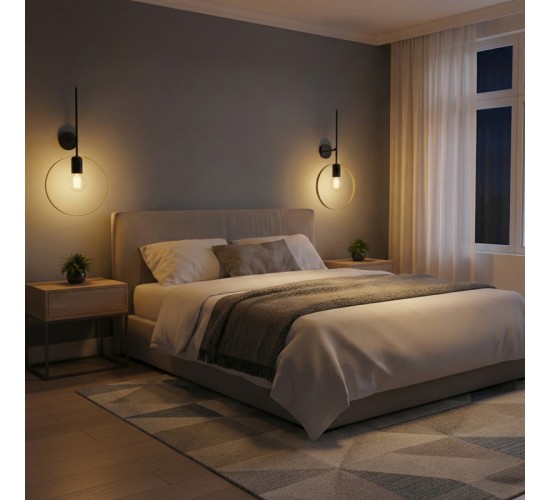 Φωτιστικό τοίχου-απλίκα Bendia Ε27 μέταλλο μαύρο-χρυσό 25x15x52εκ Υλικό: METAL 193-000129