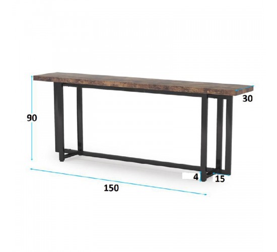 Κονσόλα Dice μασίφ ξύλο πεύκου καρυδί-μαύρο 150x30x90εκ Υλικό: SOLID WOOD 35mm - METAL 30x20mm 197-000032 Κονσόλα Dice μασίφ ξύλο πεύκου καρυδί-μαύρο 150x30x90εκ Υλικό: SOLID WOOD 35mm - METAL 30x20mm 197-000032