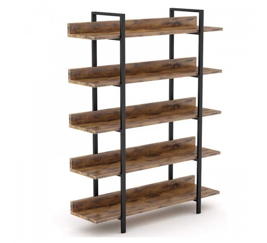 Βιβλιοθήκη Almond καρυδί-μαύρο 119x27x185εκ Υλικό: CHIPBOARD 18mm- METAL 40x20mm 197-000035 Βιβλιοθήκη Almond καρυδί-μαύρο 119x27x185εκ Υλικό: CHIPBOARD 18mm- METAL 40x20mm 197-000035