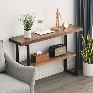 Κονσόλα Nore φυσικό ξύλο 35mm καρυδί-μαύρο 79x29x85εκ Υλικό: 35 MM  SOLID WOOD - 30x20 MM METAL PROFILE 197-000055