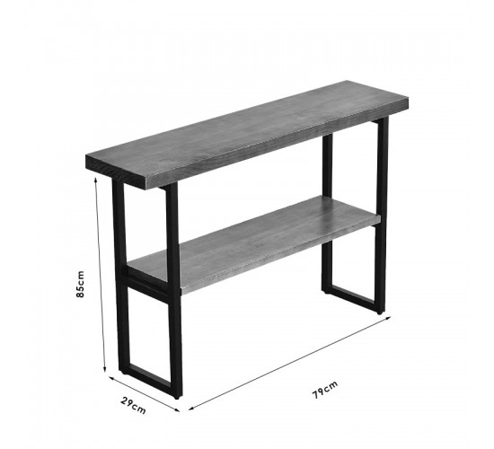 Κονσόλα Nore φυσικό ξύλο 35mm καρυδί-μαύρο 79x29x85εκ Υλικό: 35 MM  SOLID WOOD - 30x20 MM METAL PROFILE 197-000055