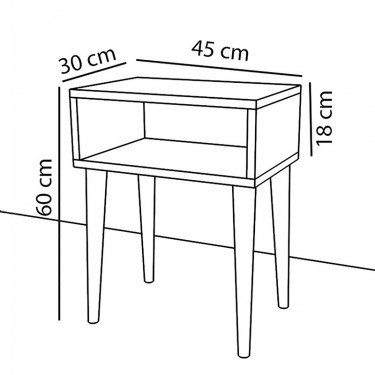 Κομοδίνο Hank λευκό-καρυδί 45x30x60εκ Υλικό: PARTICLE BOARD 18MM 197-000125